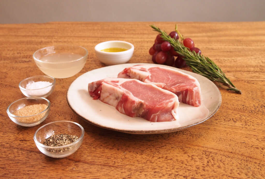 Ingredients, Pork Chops with Rosemary and Seedless Red Grapes